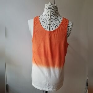 Men's Orange and White Ombre  Tank Top